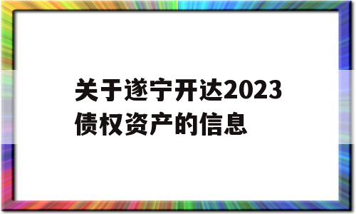 关于遂宁开达2023债权资产的信息