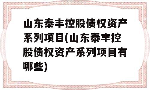 山东泰丰控股债权资产系列项目(山东泰丰控股债权资产系列项目有哪些)