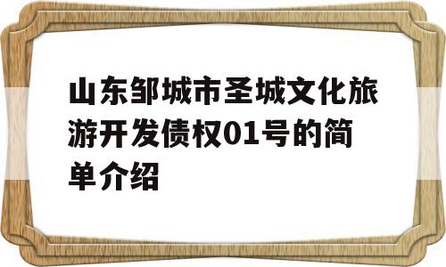 山东邹城市圣城文化旅游开发债权01号的简单介绍