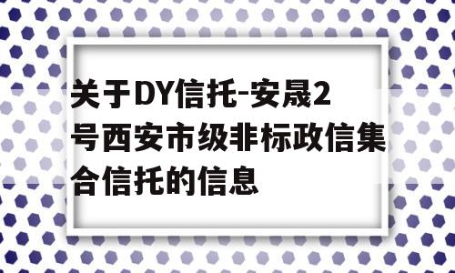 关于DY信托-安晟2号西安市级非标政信集合信托的信息