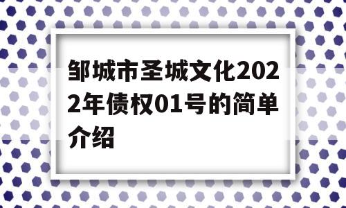 邹城市圣城文化2022年债权01号的简单介绍