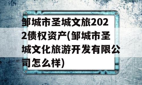 邹城市圣城文旅2022债权资产(邹城市圣城文化旅游开发有限公司怎么样)