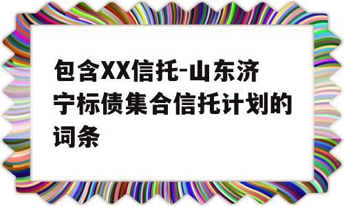 包含XX信托-山东济宁标债集合信托计划的词条