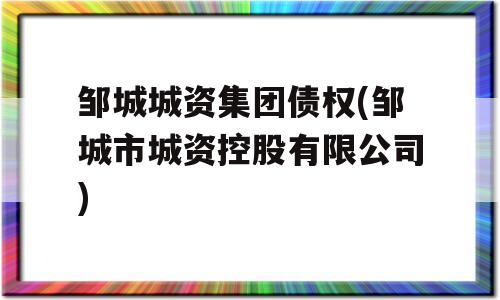 邹城城资集团债权(邹城市城资控股有限公司)