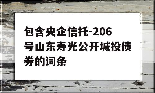 包含央企信托-206号山东寿光公开城投债券的词条