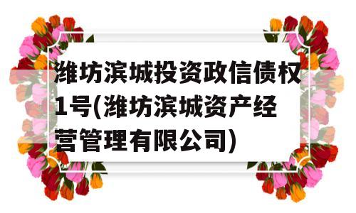 潍坊滨城投资政信债权1号(潍坊滨城资产经营管理有限公司)