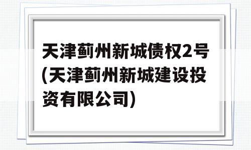 天津蓟州新城债权2号(天津蓟州新城建设投资有限公司)