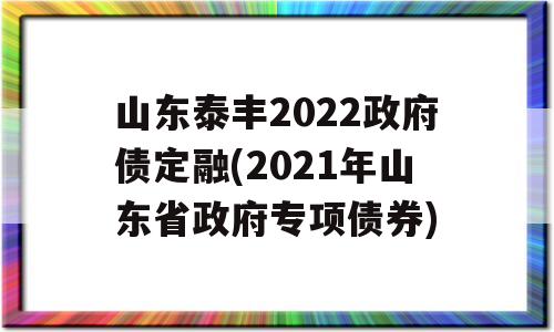 山东泰丰2022政府债定融(2021年山东省政府专项债券)