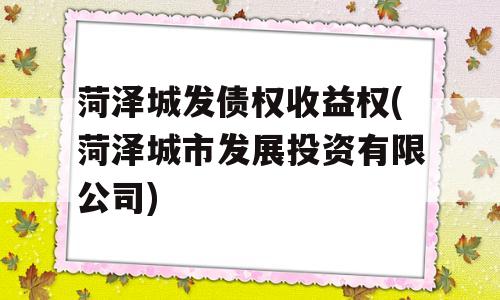 菏泽城发债权收益权(菏泽城市发展投资有限公司)