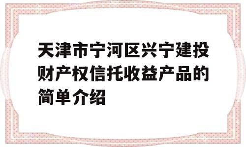 天津市宁河区兴宁建投财产权信托收益产品的简单介绍