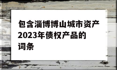 包含淄博博山城市资产2023年债权产品的词条