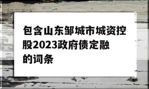 包含山东邹城市城资控股2023政府债定融的词条