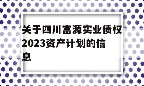 关于四川富源实业债权2023资产计划的信息