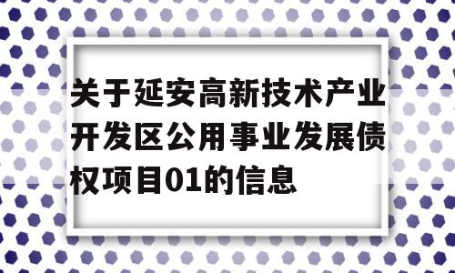 关于延安高新技术产业开发区公用事业发展债权项目01的信息