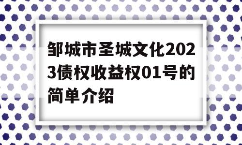 邹城市圣城文化2023债权收益权01号的简单介绍