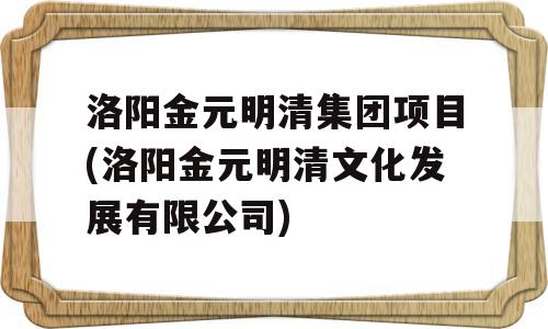 洛阳金元明清集团项目(洛阳金元明清文化发展有限公司)