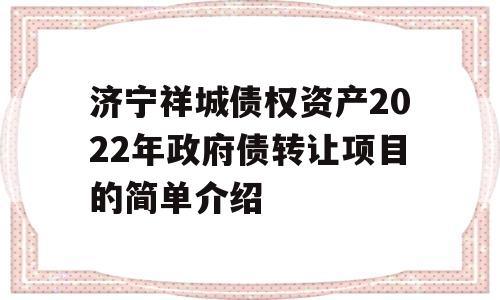 济宁祥城债权资产2022年政府债转让项目的简单介绍