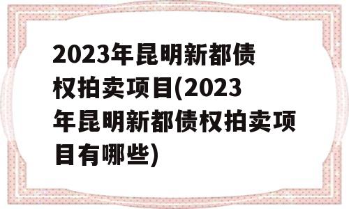 2023年昆明新都债权拍卖项目(2023年昆明新都债权拍卖项目有哪些)