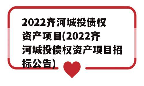 2022齐河城投债权资产项目(2022齐河城投债权资产项目招标公告)