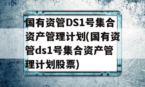 国有资管DS1号集合资产管理计划(国有资管ds1号集合资产管理计划股票)