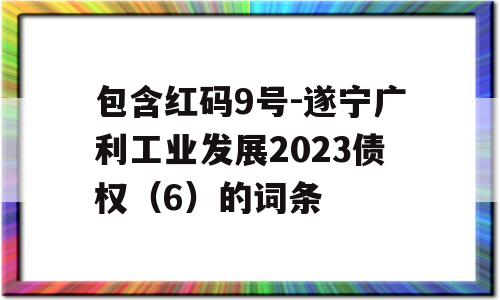 包含红码9号-遂宁广利工业发展2023债权（6）的词条