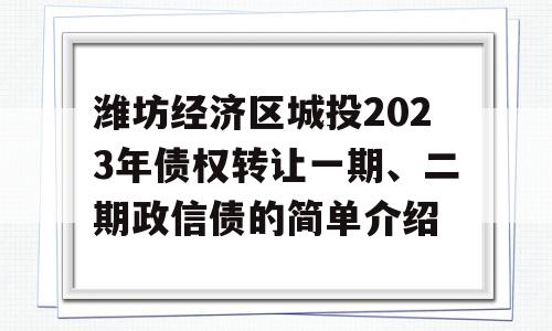 潍坊经济区城投2023年债权转让一期、二期政信债的简单介绍