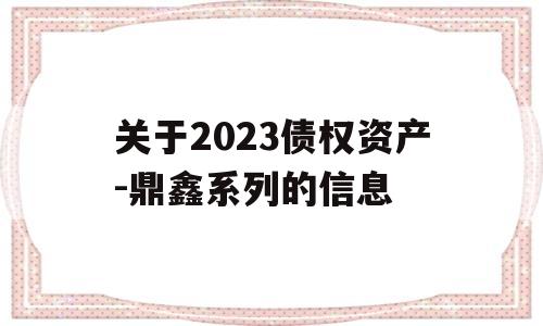 关于2023债权资产-鼎鑫系列的信息