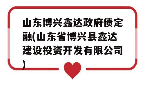 山东博兴鑫达政府债定融(山东省博兴县鑫达建设投资开发有限公司)