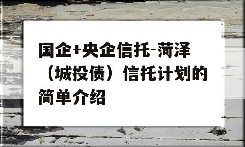 国企+央企信托-菏泽（城投债）信托计划的简单介绍