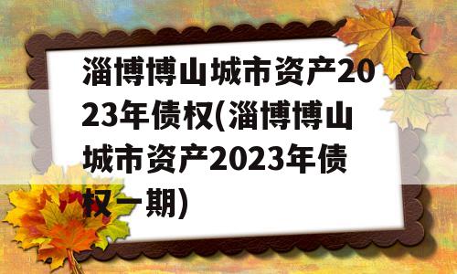 淄博博山城市资产2023年债权(淄博博山城市资产2023年债权一期)