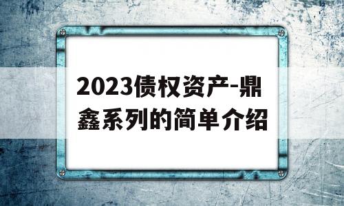 2023债权资产-鼎鑫系列的简单介绍