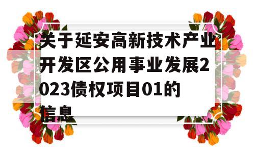 关于延安高新技术产业开发区公用事业发展2023债权项目01的信息