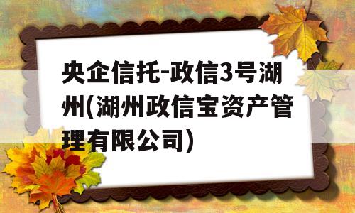 央企信托-政信3号湖州(湖州政信宝资产管理有限公司)