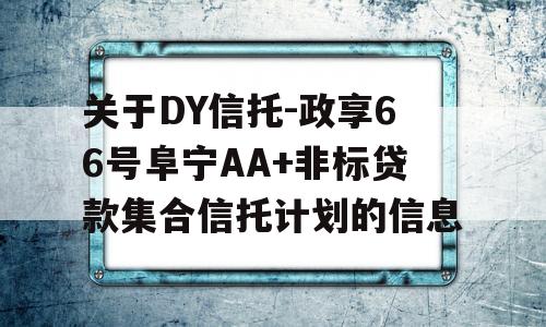 关于DY信托-政享66号阜宁AA+非标贷款集合信托计划的信息