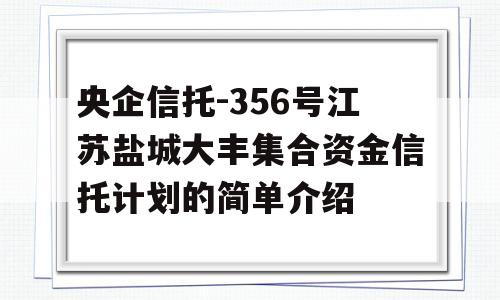 央企信托-356号江苏盐城大丰集合资金信托计划的简单介绍