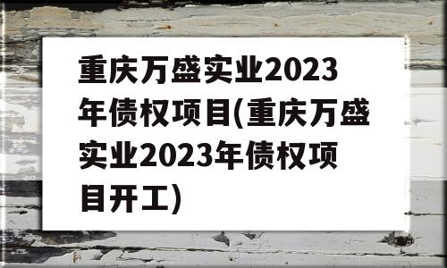 重庆万盛实业2023年债权项目(重庆万盛实业2023年债权项目开工)