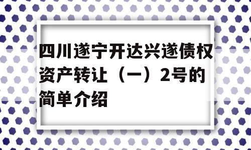 四川遂宁开达兴遂债权资产转让（一）2号的简单介绍