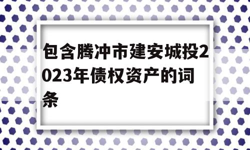 包含腾冲市建安城投2023年债权资产的词条