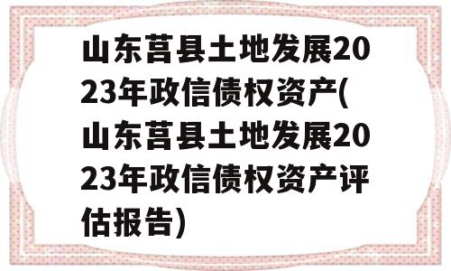 山东莒县土地发展2023年政信债权资产(山东莒县土地发展2023年政信债权资产评估报告)