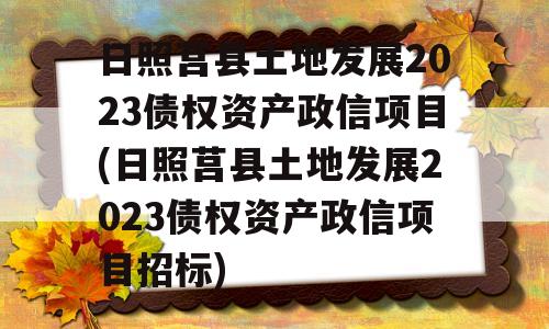 日照莒县土地发展2023债权资产政信项目(日照莒县土地发展2023债权资产政信项目招标)