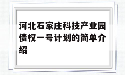 河北石家庄科技产业园债权一号计划的简单介绍