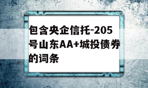 包含央企信托-205号山东AA+城投债券的词条