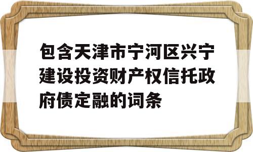 包含天津市宁河区兴宁建设投资财产权信托政府债定融的词条