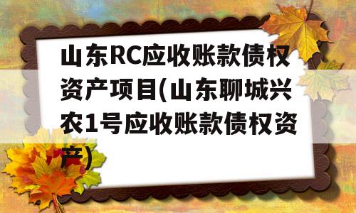 山东RC应收账款债权资产项目(山东聊城兴农1号应收账款债权资产)