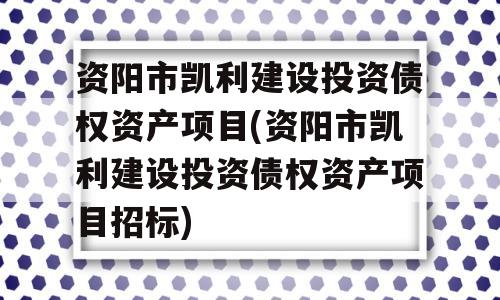 资阳市凯利建设投资债权资产项目(资阳市凯利建设投资债权资产项目招标)