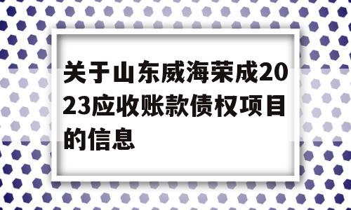 关于山东威海荣成2023应收账款债权项目的信息