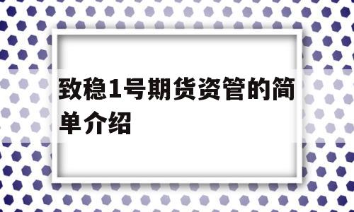 致稳1号期货资管的简单介绍