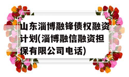 山东淄博融锋债权融资计划(淄博融信融资担保有限公司电话)