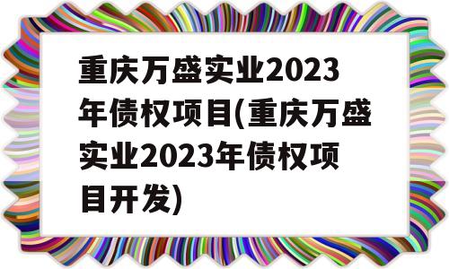 重庆万盛实业2023年债权项目(重庆万盛实业2023年债权项目开发)