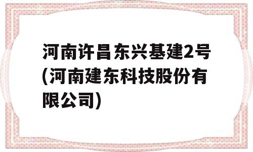 河南许昌东兴基建2号(河南建东科技股份有限公司)